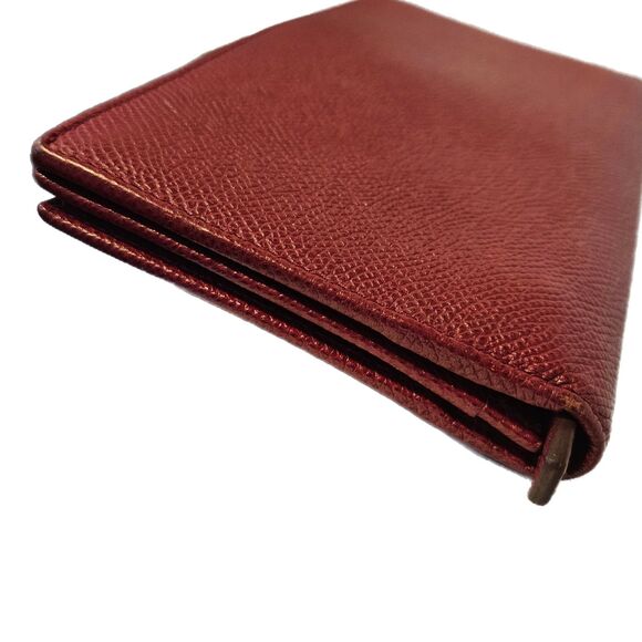 Bulgari (Authentic) Dark Red Leather Bi-fold Long Wallet w/ Silver Emblem EUC - Picture 3 of 11